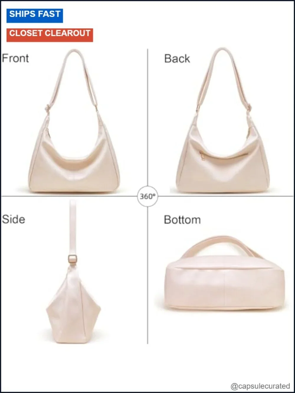 Retro Vegan Leather Hobo Handbag Slouchy Tote Crossbody Purse